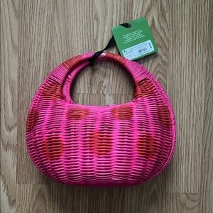 Kate Spade x Target Crescent Wicker Bag - Fuchsia Pink & Red Polka Dot